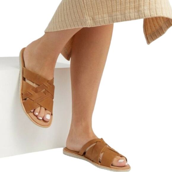 Sorel Shoes - Sorel Ella Slide Sandals in Camel Brown Strappy Leather